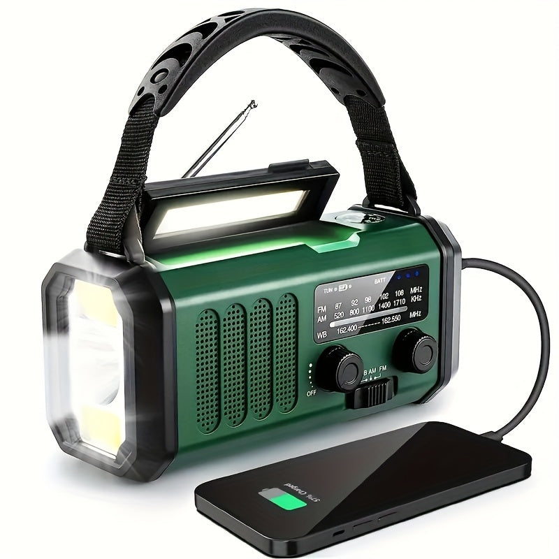 Radio Solar de Emergencia con Powerbank - Radio de Manivela con Linterna Led para Camping y Exteriores