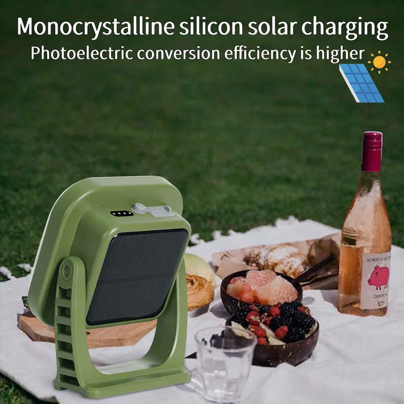 Lámpara de Camping Solar Recargable Led de 80w con Imán y Función de Zoom