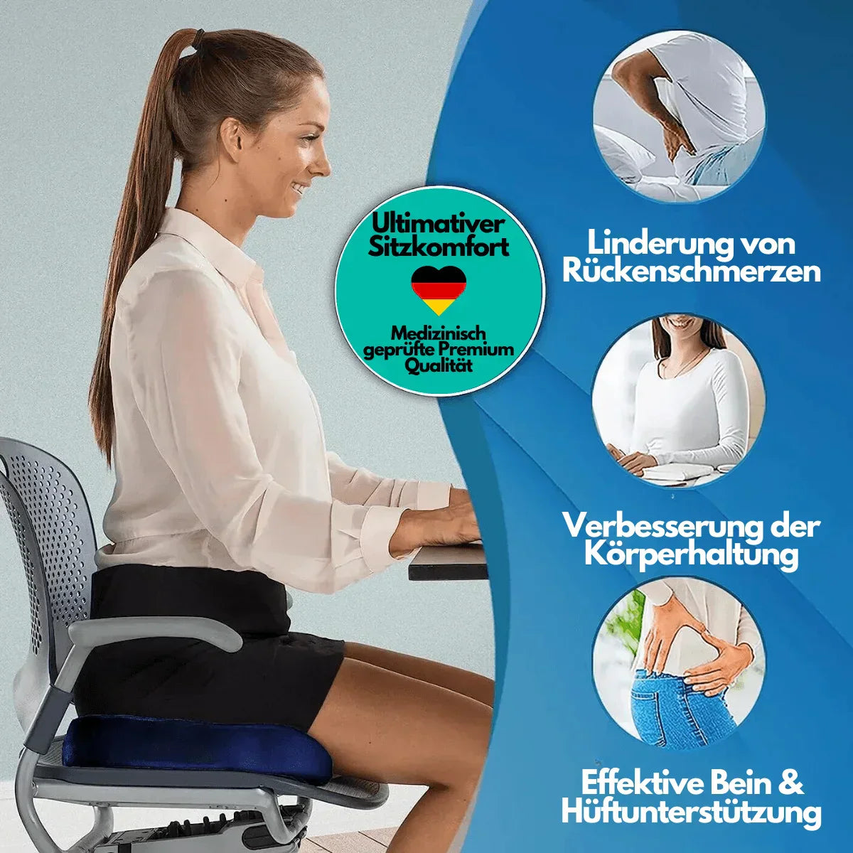 Cojín de Asiento de Confort Ergonómico 4d con Soporte Ortopédico