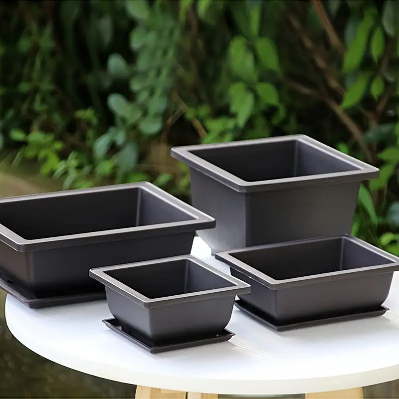 Maceta Con Platillo - Maceta Rectangular Para Jardín Y Balcón Maceta Con Platillo