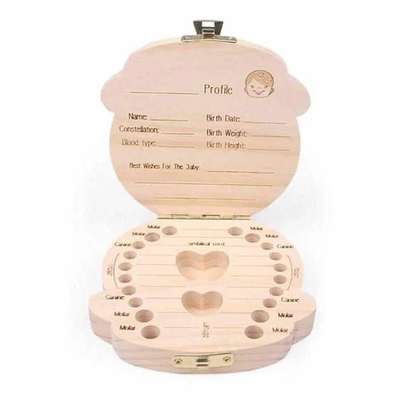 Caja De Dientes De Madera Para Recuerdos Preciosos - Con Espacio Para Dientes De Leche Y Datos Personales