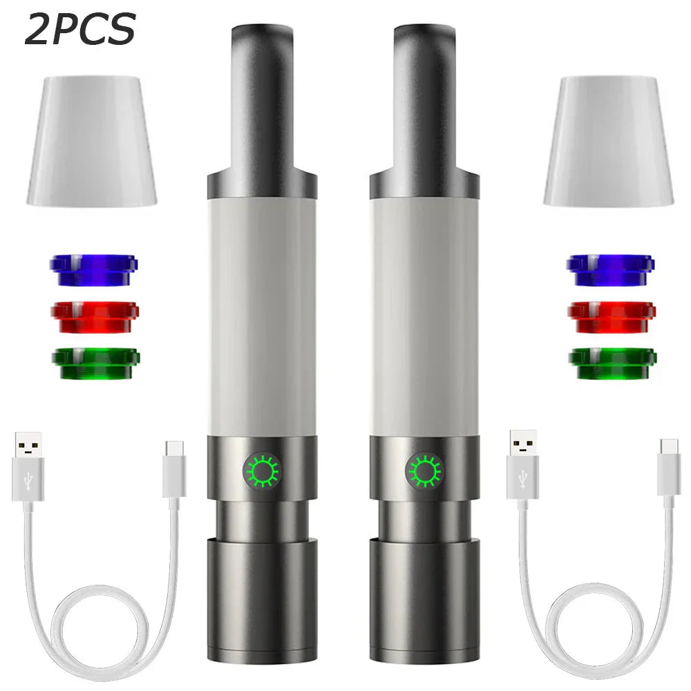 Linterna Led con Filtros Multicolor - Linterna Recargable Usb-c con Función de Luz de Camping y Emergencia Linterna Led con Filtros Multicolor - Linterna Recargable Usb-c con Función de Luz de Camping y Emergencia