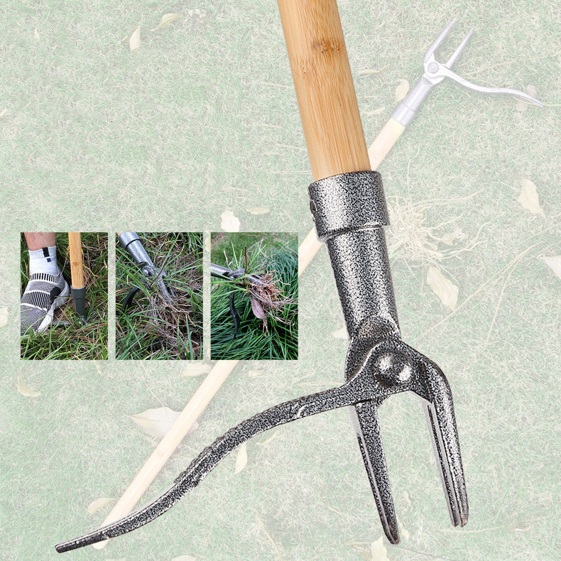 Extractor de Malas Hierbas con Cabeza de 4 Garras - Eficaz Herramienta de Jardín de Hierro para la Eliminación de Raíces