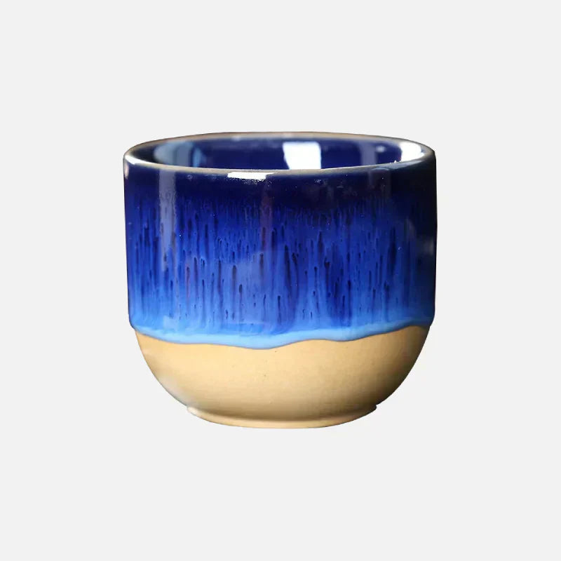 Taza De Cerámica Hecha A Mano - Azul Glazed Tea Bowl