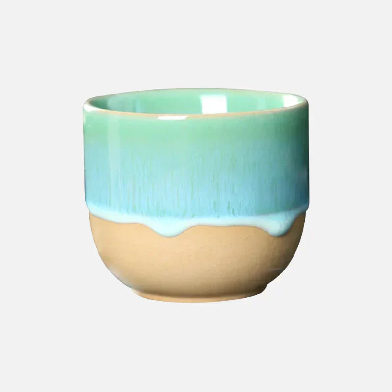 Taza De Cerámica Hecha A Mano - Azul Glazed Tea Bowl