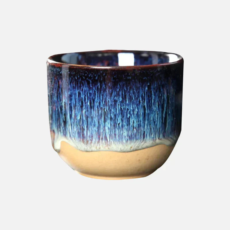 Taza De Cerámica Hecha A Mano - Azul Glazed Tea Bowl