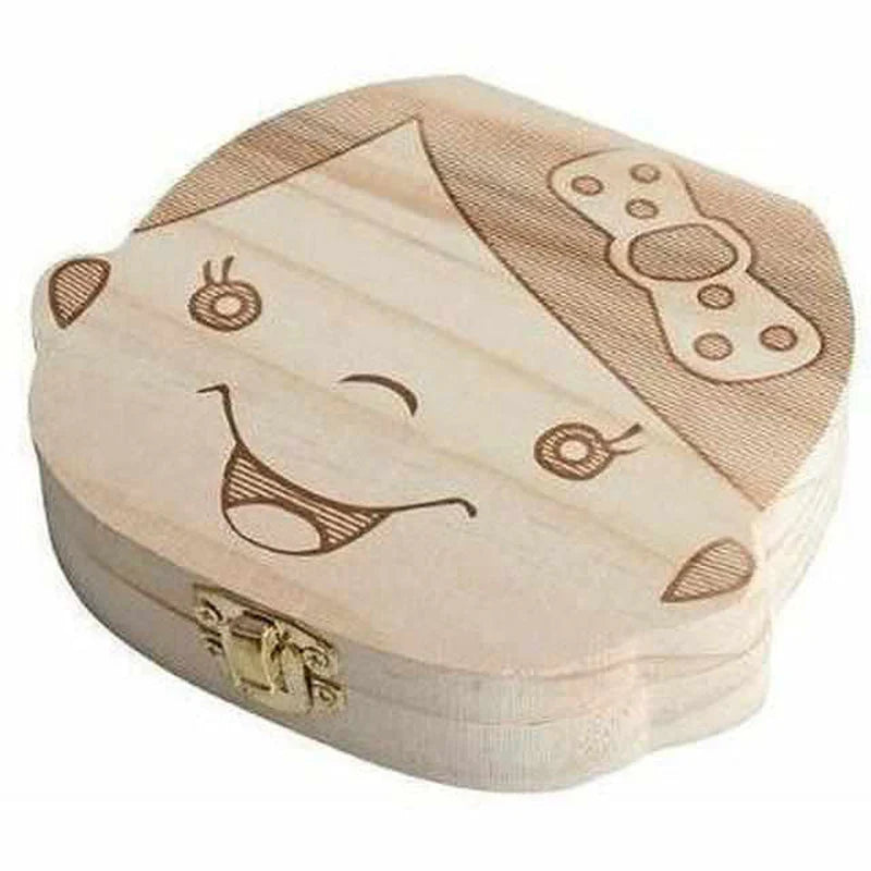 Caja De Dientes De Madera Para Recuerdos Preciosos - Con Espacio Para Dientes De Leche Y Datos Personales