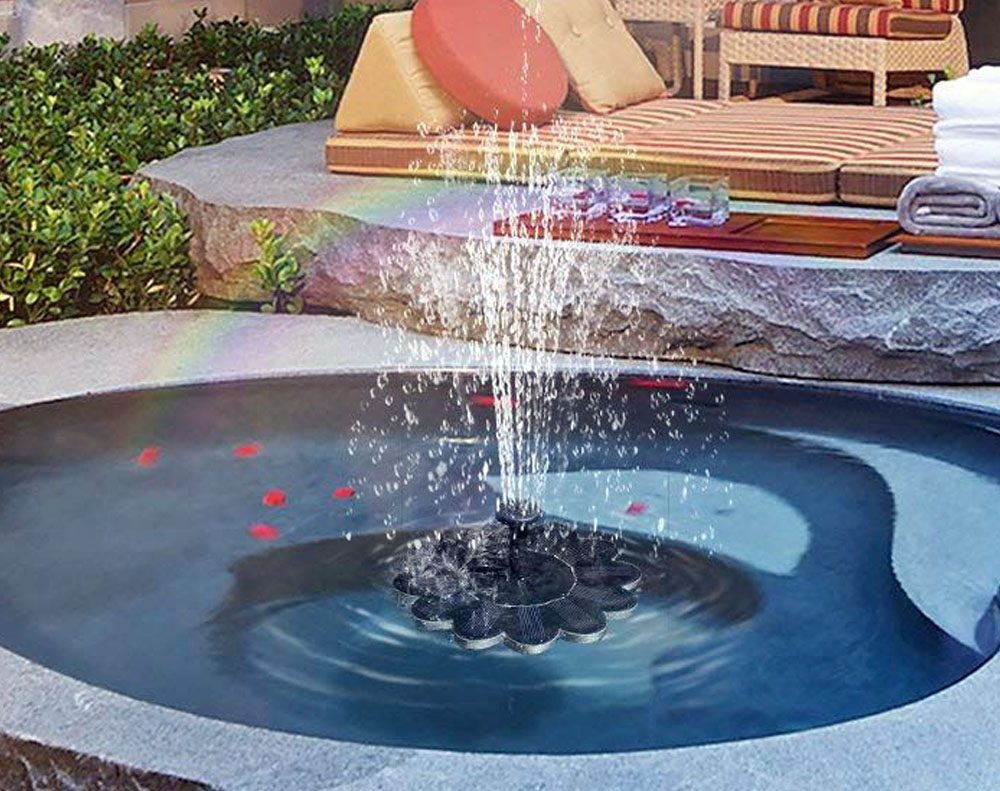 Fuente Solar para el Jardín - Fuente de Agua con Diseño de Flores para Estanques y Piscinas Fuente Solar para el Jardín