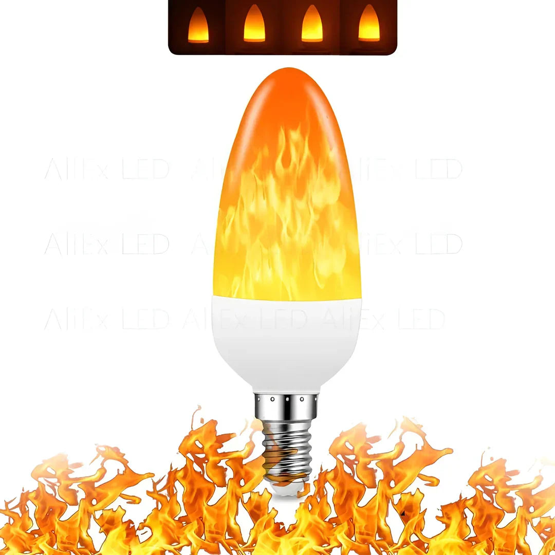 Lámpara con Efecto de Llama - Bombilla Led de 9w con Brillo de Llama Realista Lámpara con Efecto de Llama - Bombilla Led de 9w con Brillo de Llama Realista