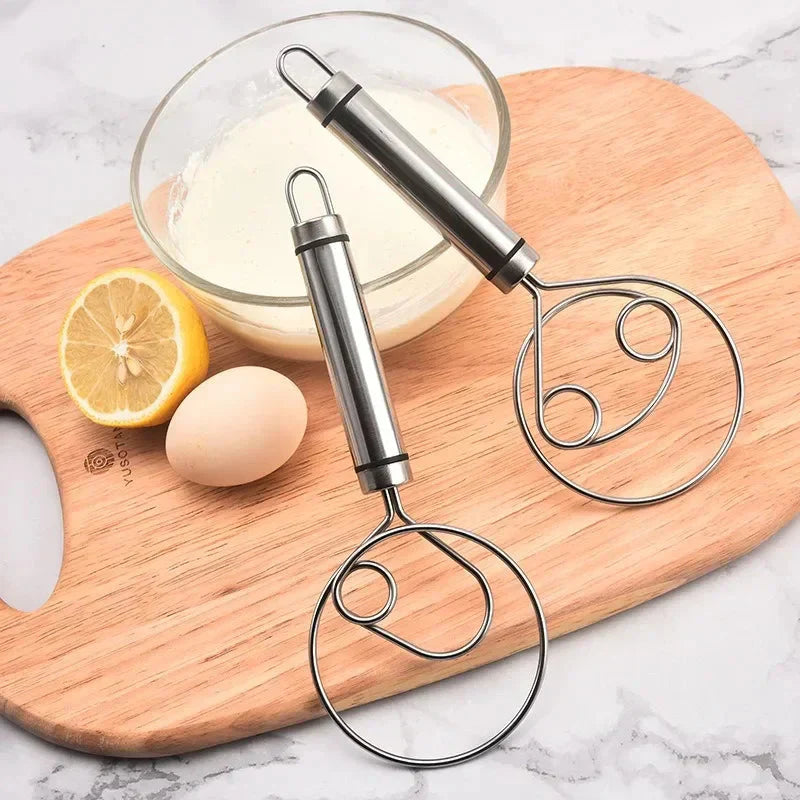 Batidor De Masa Danés De Acero Inoxidable Resistente - Diseño Duradero Y Ergonómico Para Hornear Y Cocinar De Forma Versátil
