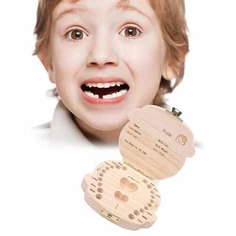 Caja De Dientes De Madera Para Recuerdos Preciosos - Con Espacio Para Dientes De Leche Y Datos Personales