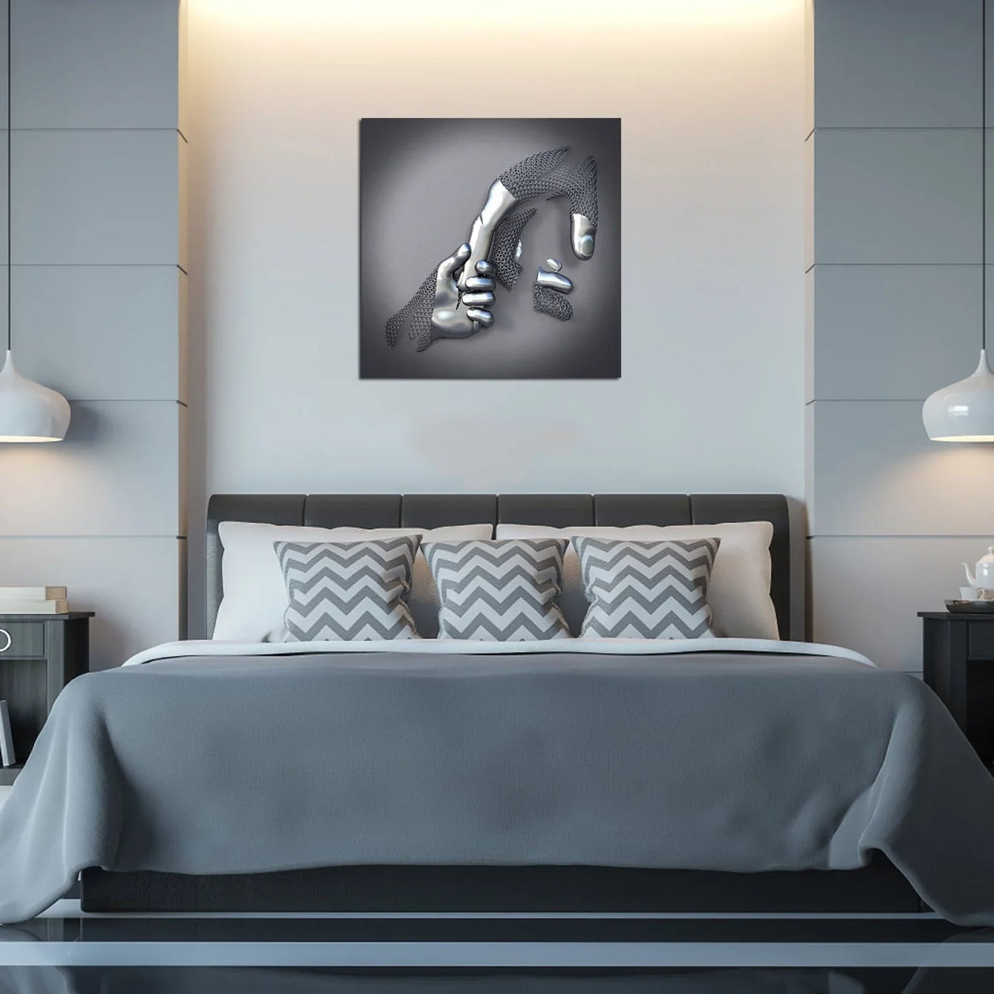 Lienzo De Amor Con Elegante Figura Metálica De Diseño Moderno