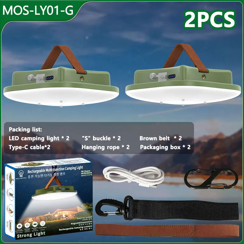 Lámpara de Camping Solar Recargable Led de 80w con Imán y Función de Zoom