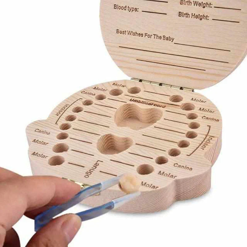 Caja De Dientes De Madera Para Recuerdos Preciosos - Con Espacio Para Dientes De Leche Y Datos Personales
