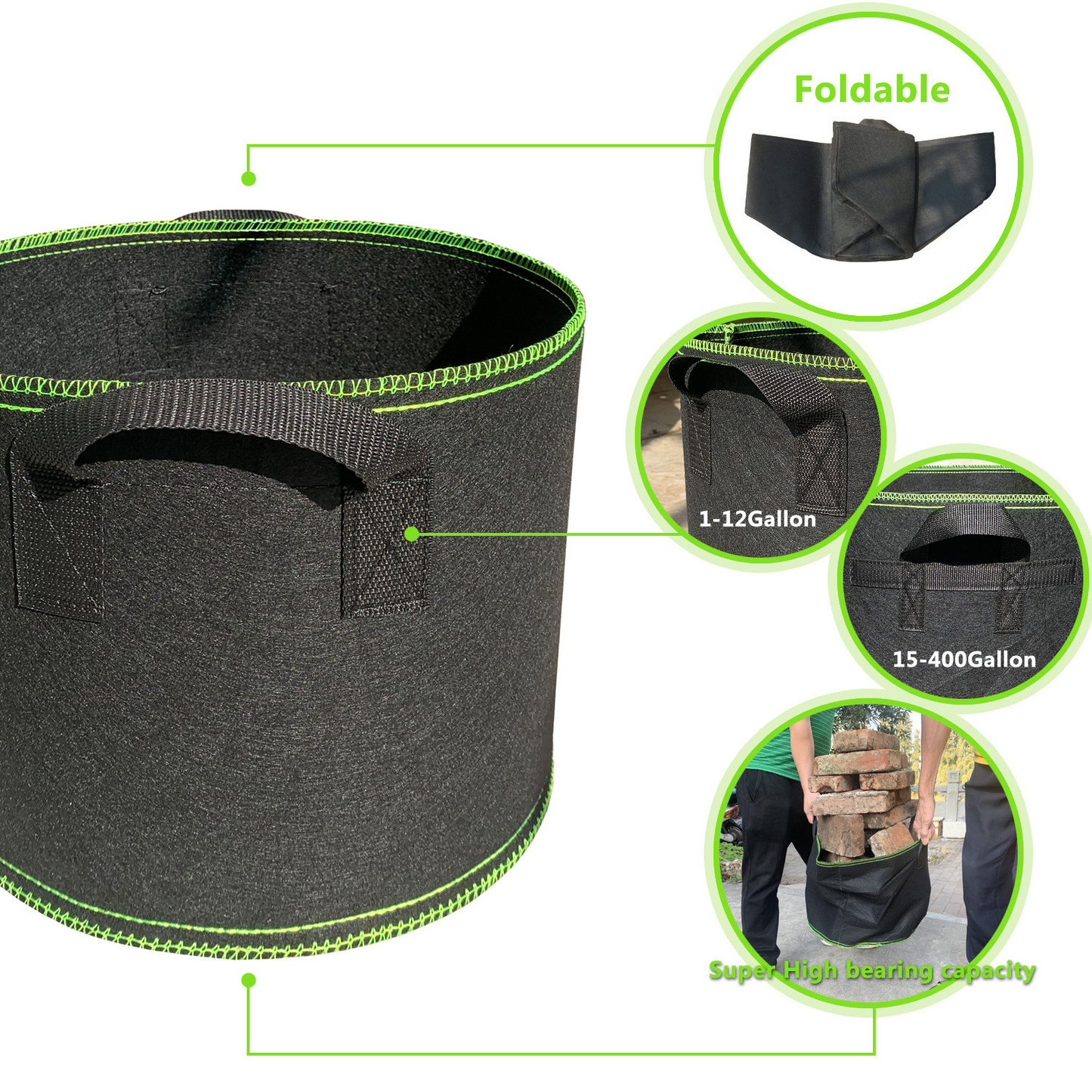 Saco De Lana Para Plantas - Robusto Contenedor De Jardín Con Asas Para Plantas