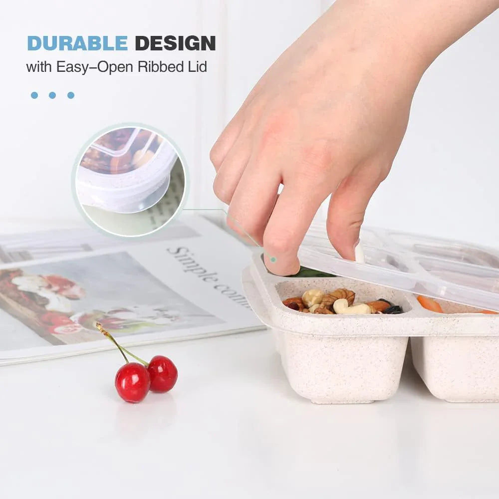 Cajas De 4 Compartimentos Para Comida Preparada De Estilo Bento En Un Pack De 4 - Sostenibles Y Prácticas