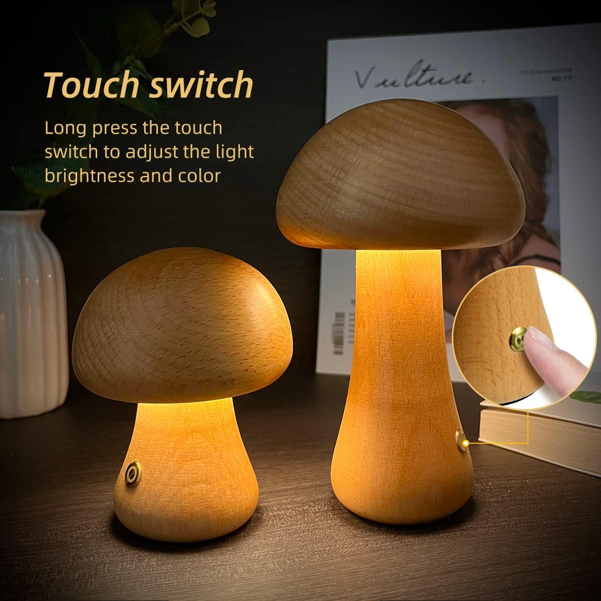 Luz De Noche LED De Seta De Madera - Lámpara Encantadora En Diseño Natural Para Un Ambiente Acogedor