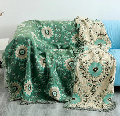 Manta Escandinava Reversible con Diseño de Pájaros