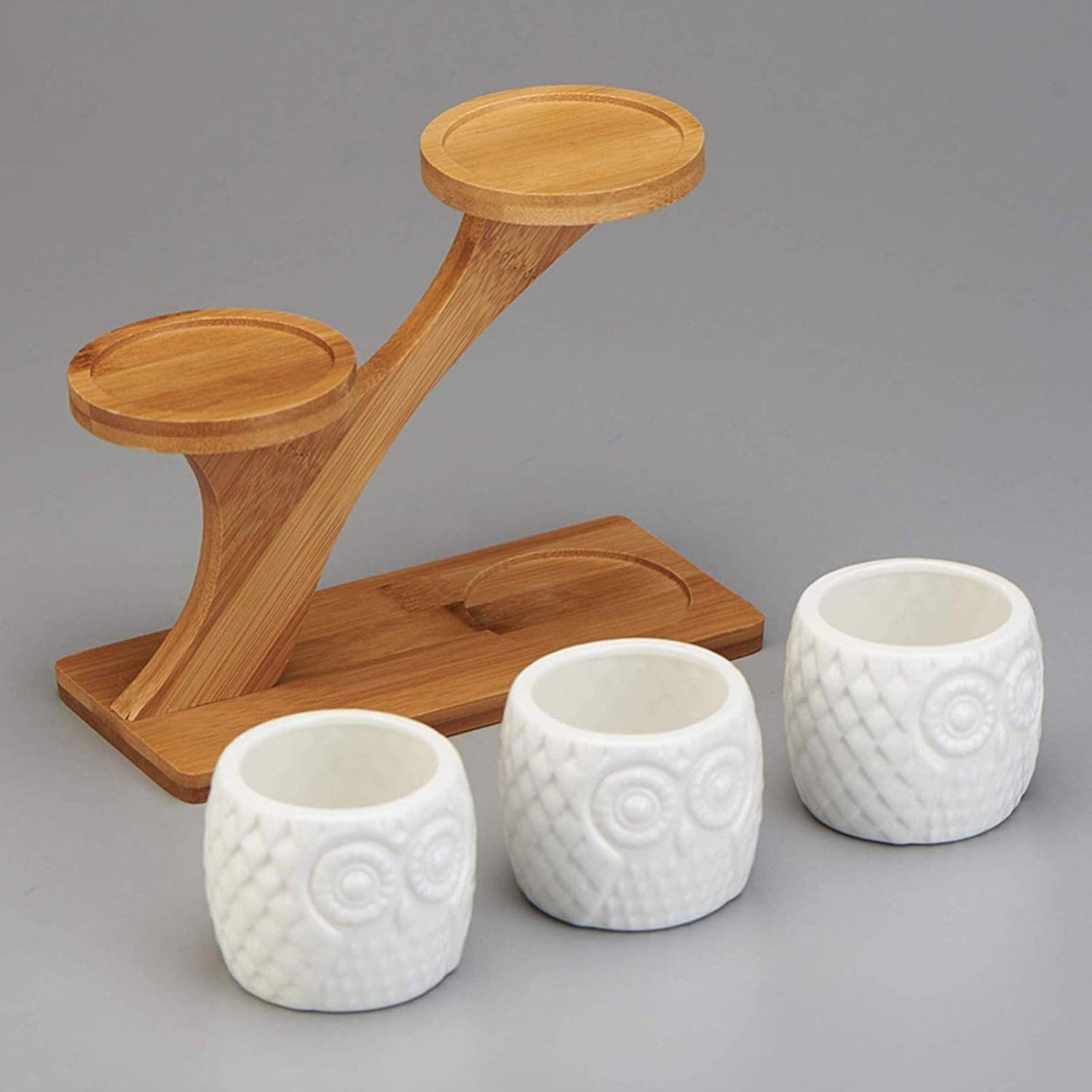 Macetero Decorativo de Madera - Macetas con Diseño de Búho para Suculentas y Plantas de Interior