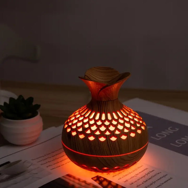 Humidificador De Aromaterapia Con Difusor Led Con Aspecto De Madera Y Luz Nocturna Luz Nocturna Con Led