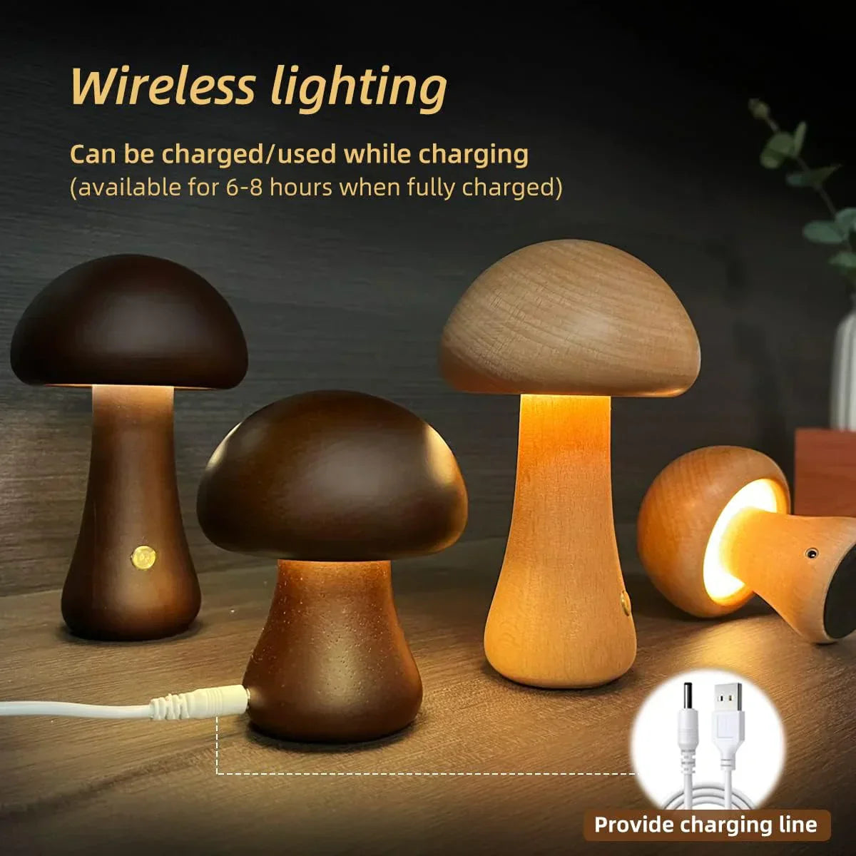 Luz De Noche LED De Seta De Madera - Lámpara Encantadora En Diseño Natural Para Un Ambiente Acogedor