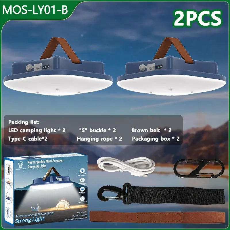 Lámpara de Camping Solar Recargable Led de 80w con Imán y Función de Zoom