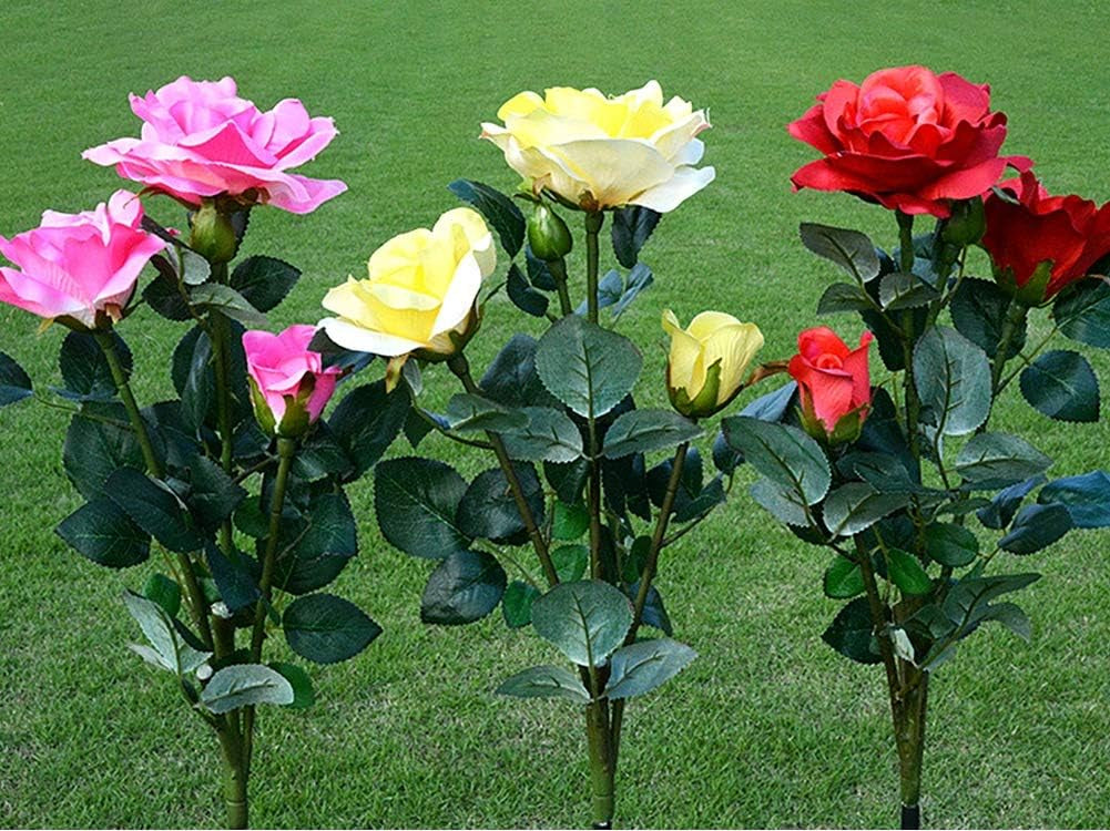 Luces de Rosas Alimentadas por Energía Solar - Enchufe de Jardín con Panel Solar para Iluminación Decorativa