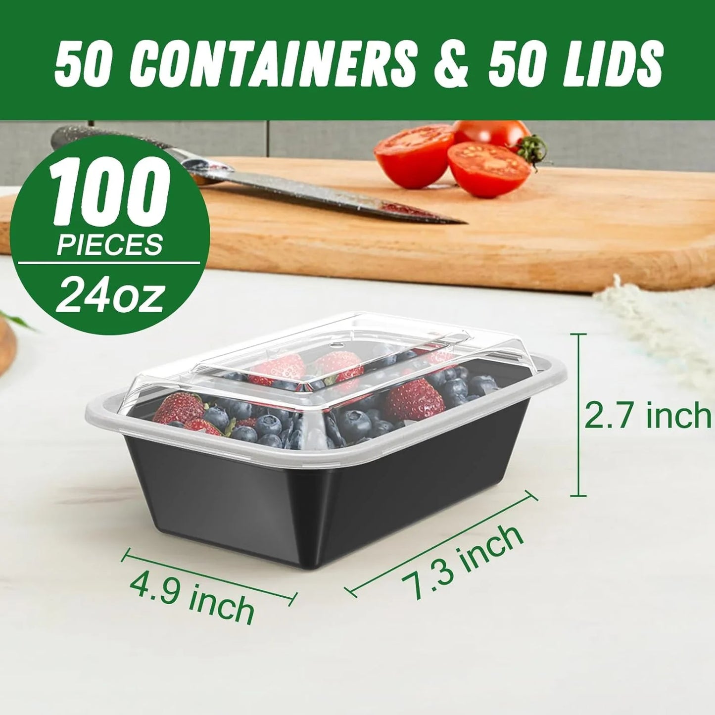 Juego De 50 Recipientes Para Preparar Comidas Con Tapa - Ideal Para Preparar Comidas