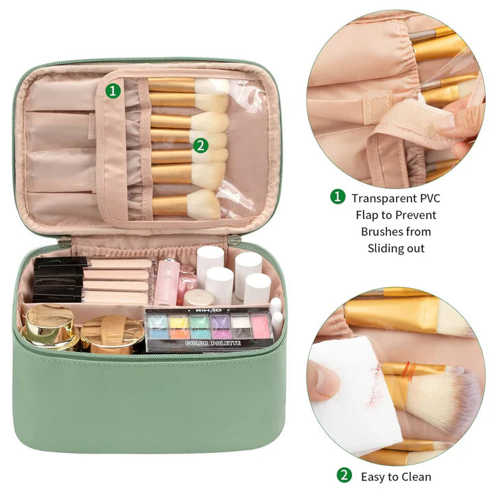Práctico Organizador de Maquillaje para Viajar | con Compartimentos y Separadores