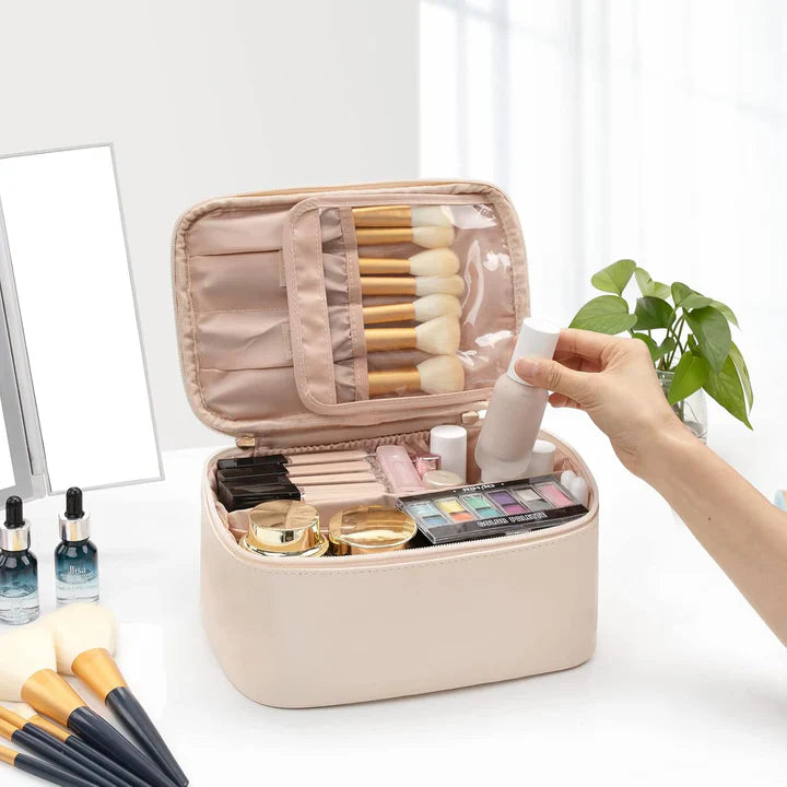 Práctico Organizador de Maquillaje para Viajar | con Compartimentos y Separadores