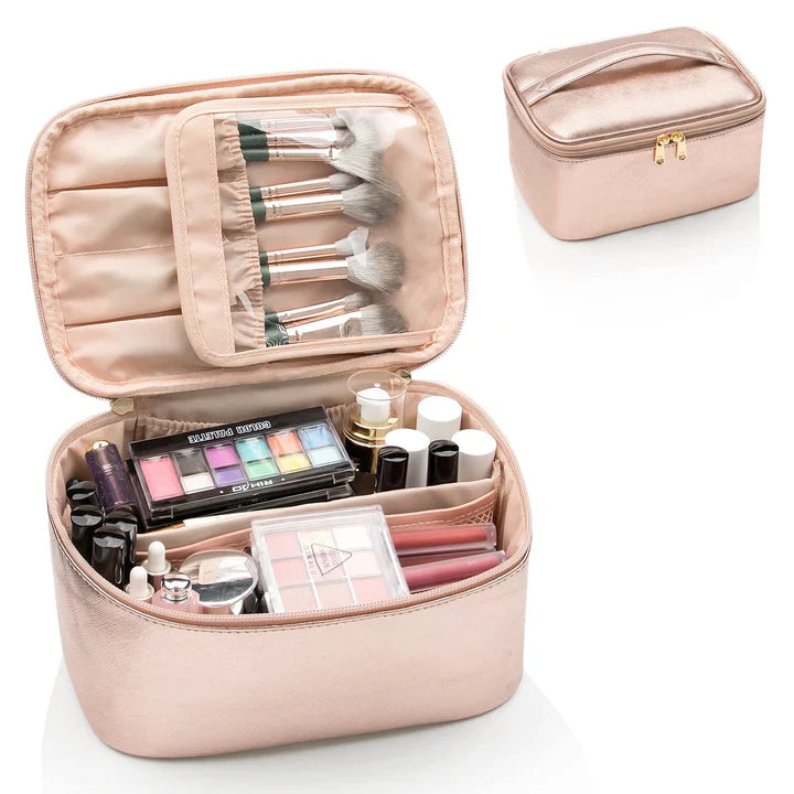 Práctico Organizador de Maquillaje para Viajar | con Compartimentos y Separadores