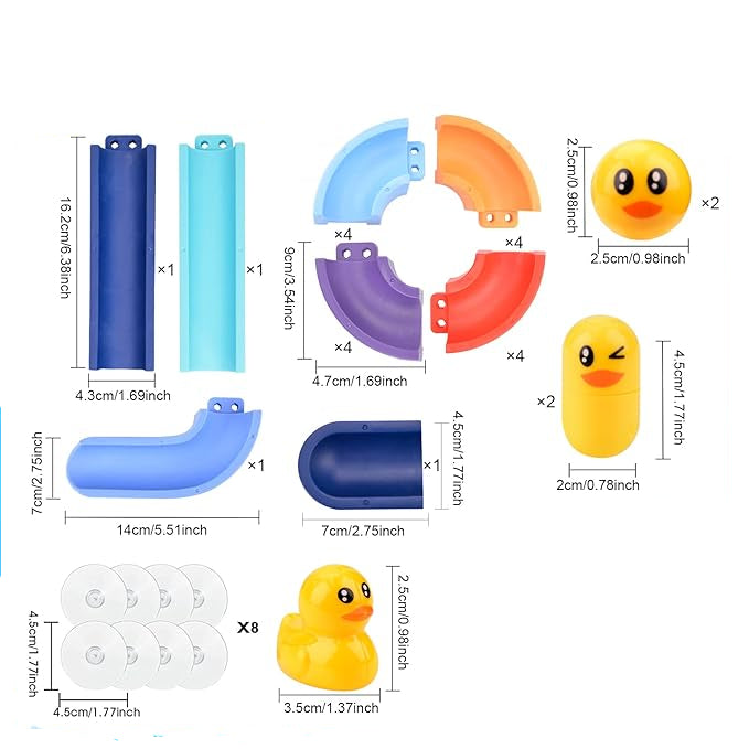 Juguete de baño con tobogán de agua para niños pequeños | Pista de bricolaje con ventosas y patitos rodantes para divertirse jugando en el baño para niños pequeños , el tobogán de agua es un juguete de baño muy divertido