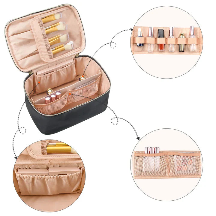 Práctico Organizador de Maquillaje para Viajar | con Compartimentos y Separadores