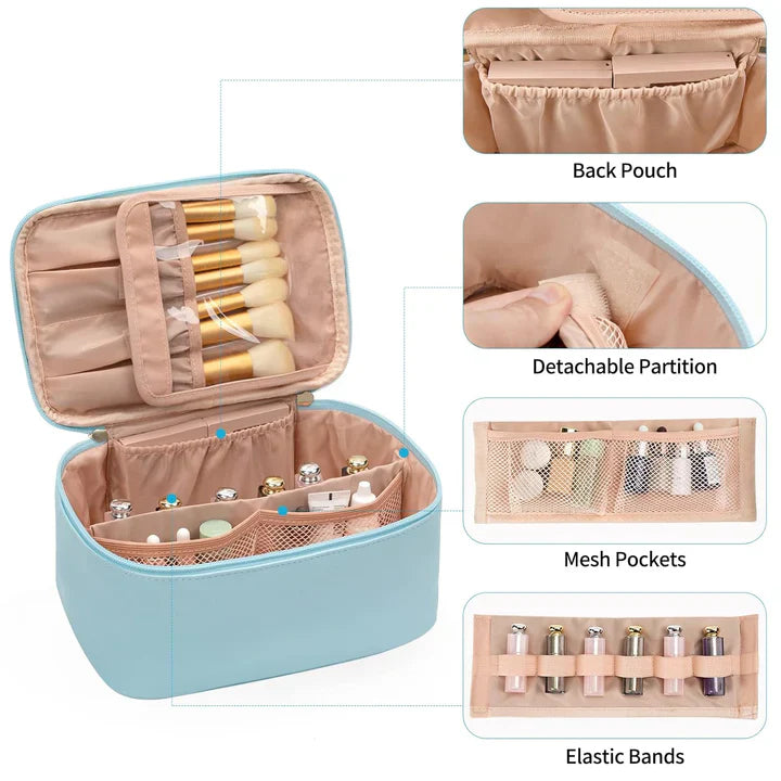 Práctico Organizador de Maquillaje para Viajar | con Compartimentos y Separadores