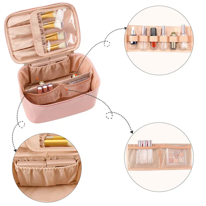 Práctico Organizador de Maquillaje para Viajar | con Compartimentos y Separadores