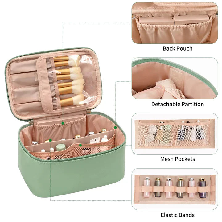 Práctico Organizador de Maquillaje para Viajar | con Compartimentos y Separadores