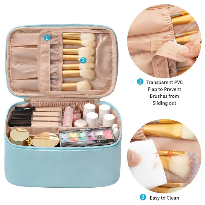 Práctico Organizador de Maquillaje para Viajar | con Compartimentos y Separadores