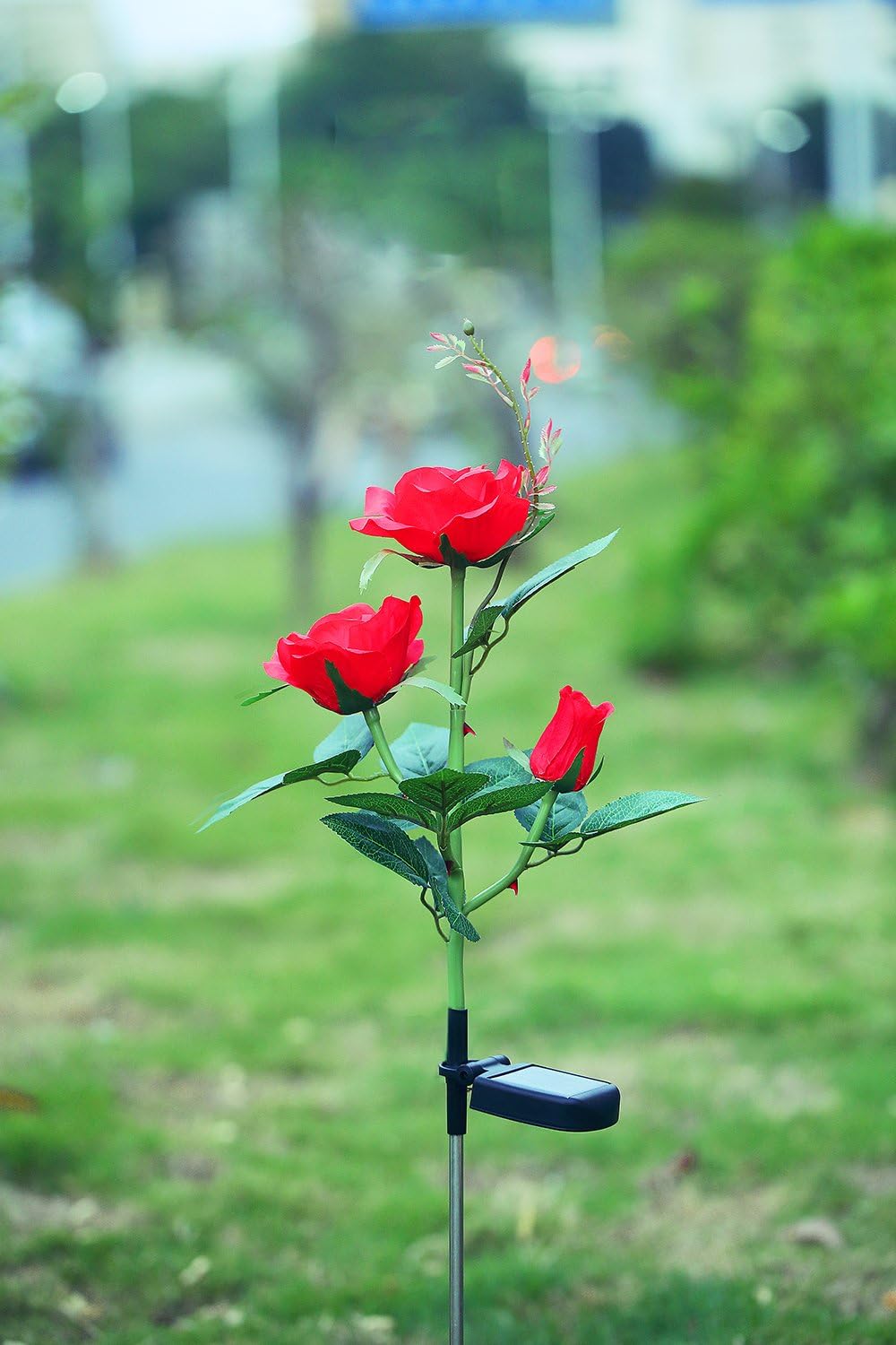 Luces de Rosas Alimentadas por Energía Solar - Enchufe de Jardín con Panel Solar para Iluminación Decorativa