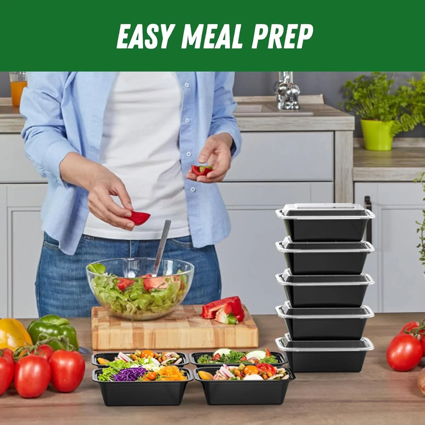 Juego De 50 Recipientes Para Preparar Comidas Con Tapa - Ideal Para Preparar Comidas