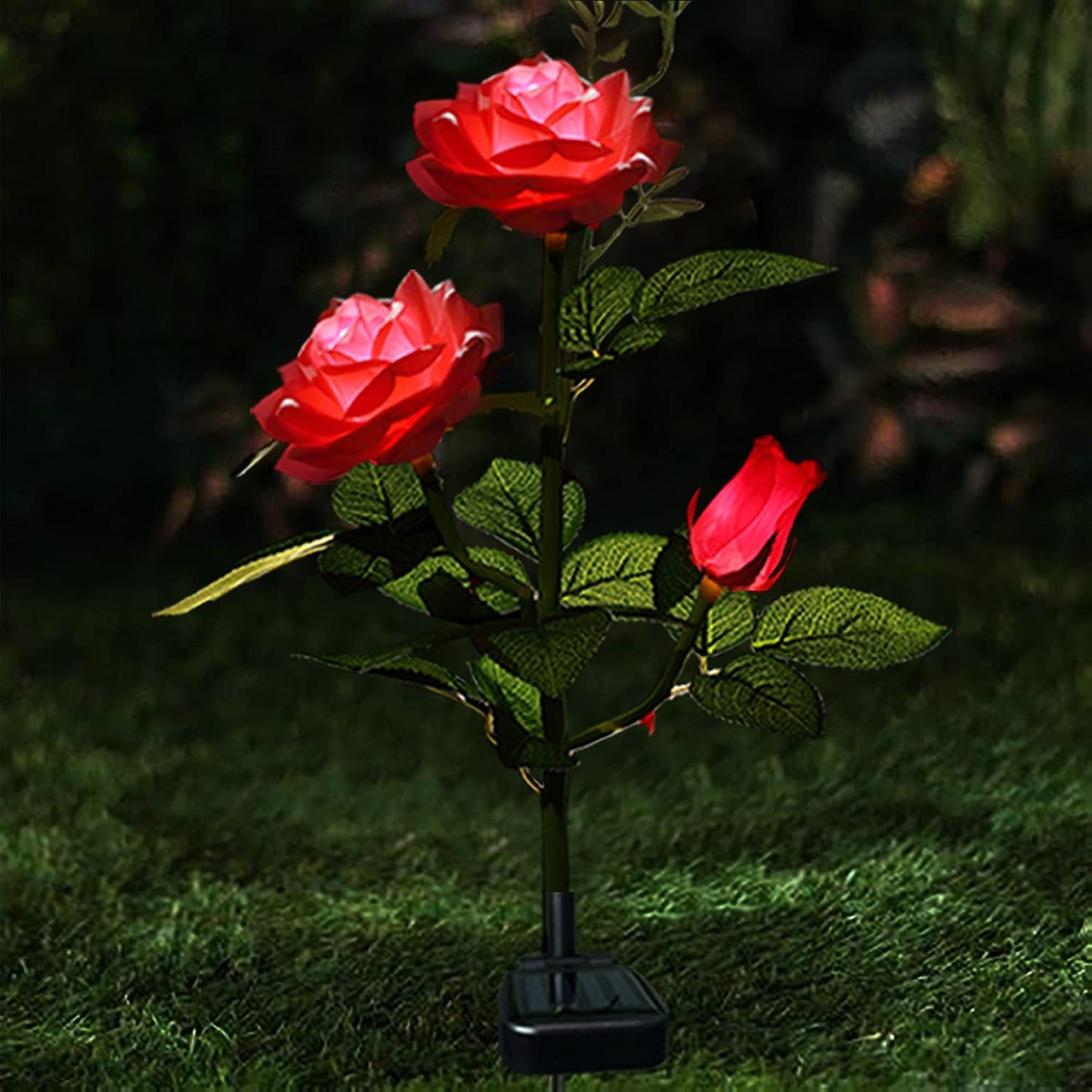 Luces de Rosas Alimentadas por Energía Solar - Enchufe de Jardín con Panel Solar para Iluminación Decorativa