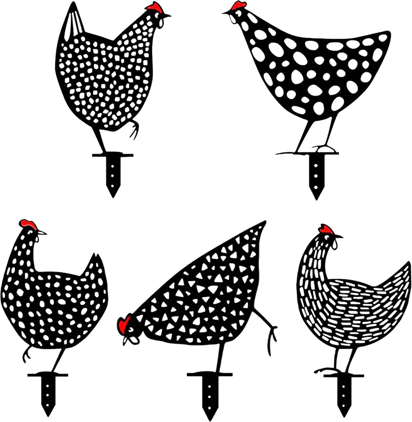 Gallinas Decorativas de Metal - Juego de Enchufes de Jardín para Uso en Exteriores las Gallinas Son Muy Divertidas