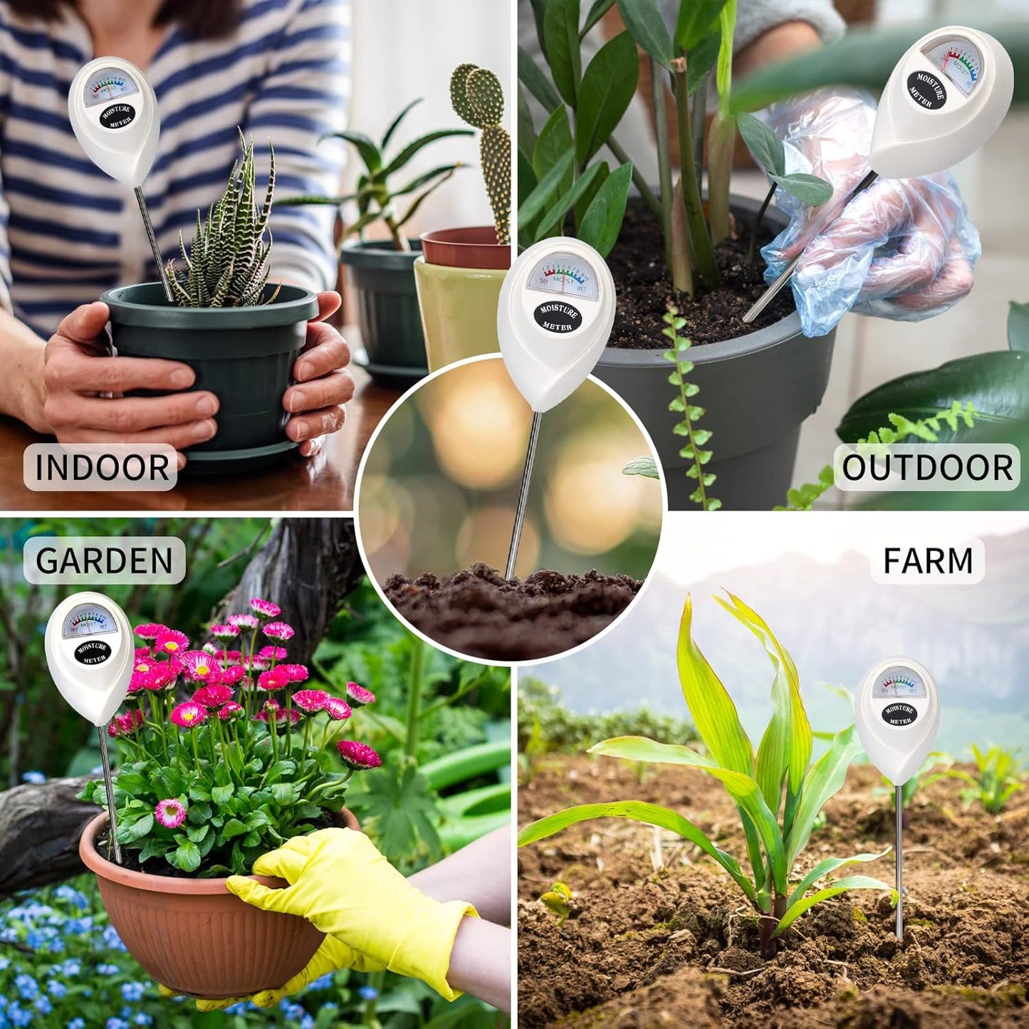 Medidor de Humedad Del Suelo para una Medición Precisa de la Humedad en el Suelo - Ideal para el Cuidado de las Plantas