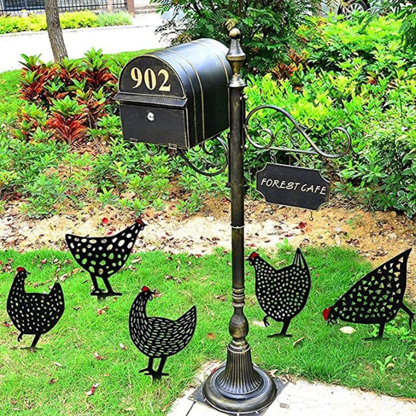 Gallinas Decorativas de Metal - Juego de Enchufes de Jardín para Uso en Exteriores las Gallinas Son Muy Divertidas