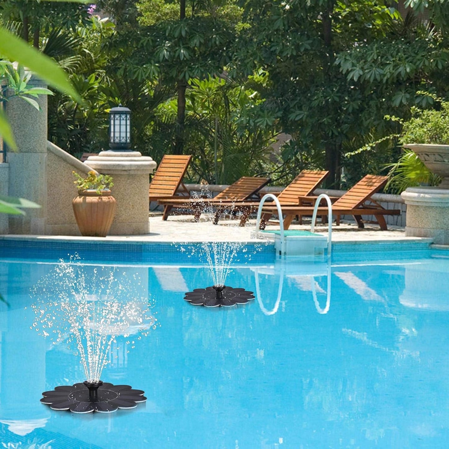 Fuente Solar para el Jardín - Fuente de Agua con Diseño de Flores para Estanques y Piscinas Fuente Solar para el Jardín