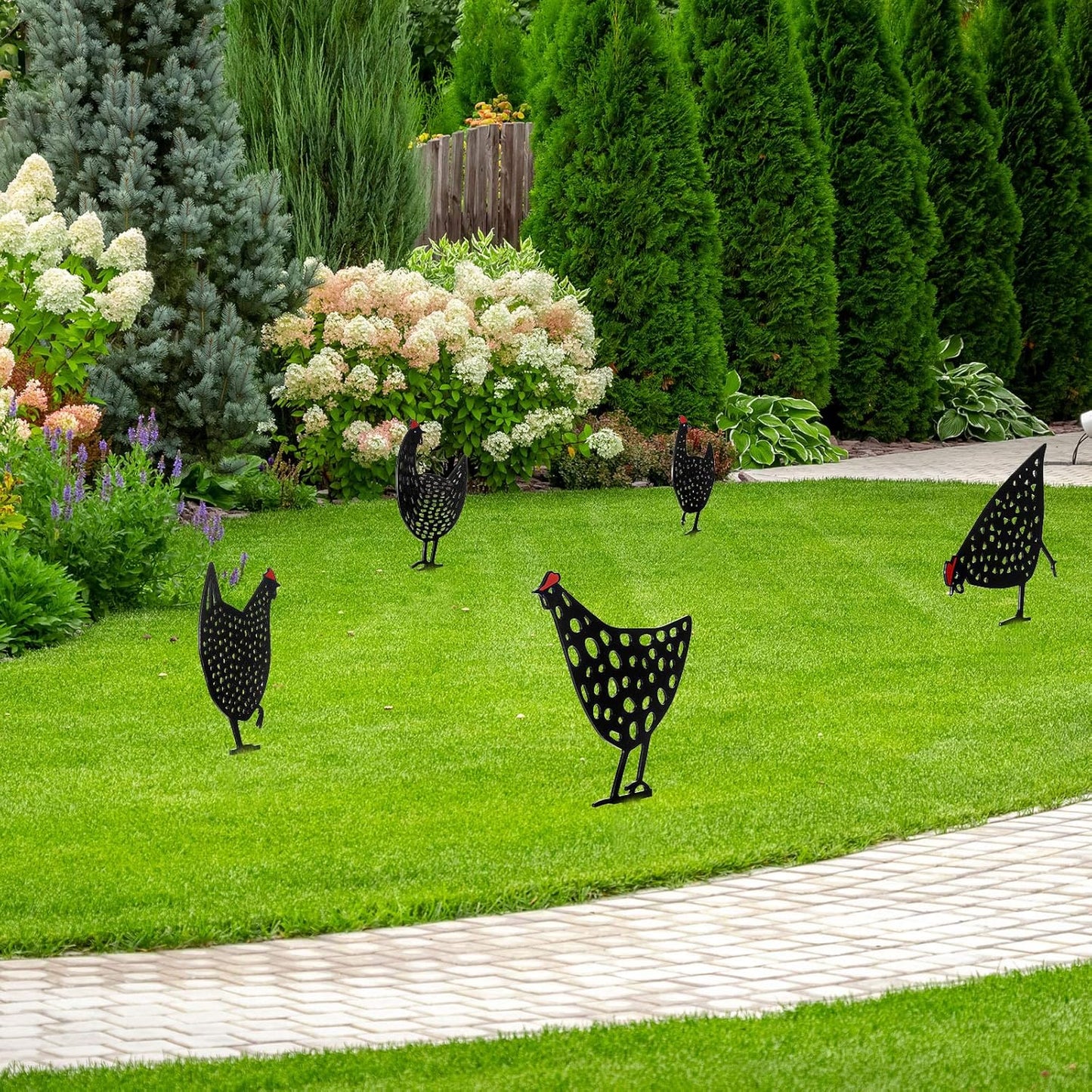 Gallinas Decorativas de Metal - Juego de Enchufes de Jardín para Uso en Exteriores las Gallinas Son Muy Divertidas