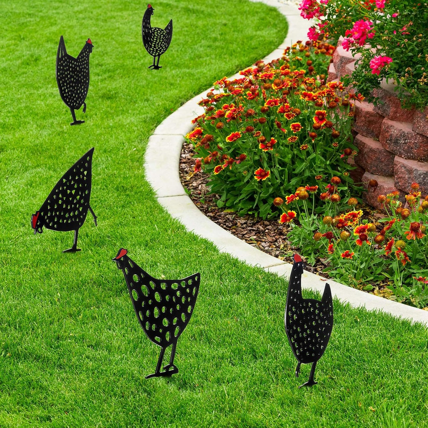Gallinas Decorativas de Metal - Juego de Enchufes de Jardín para Uso en Exteriores las Gallinas Son Muy Divertidas
