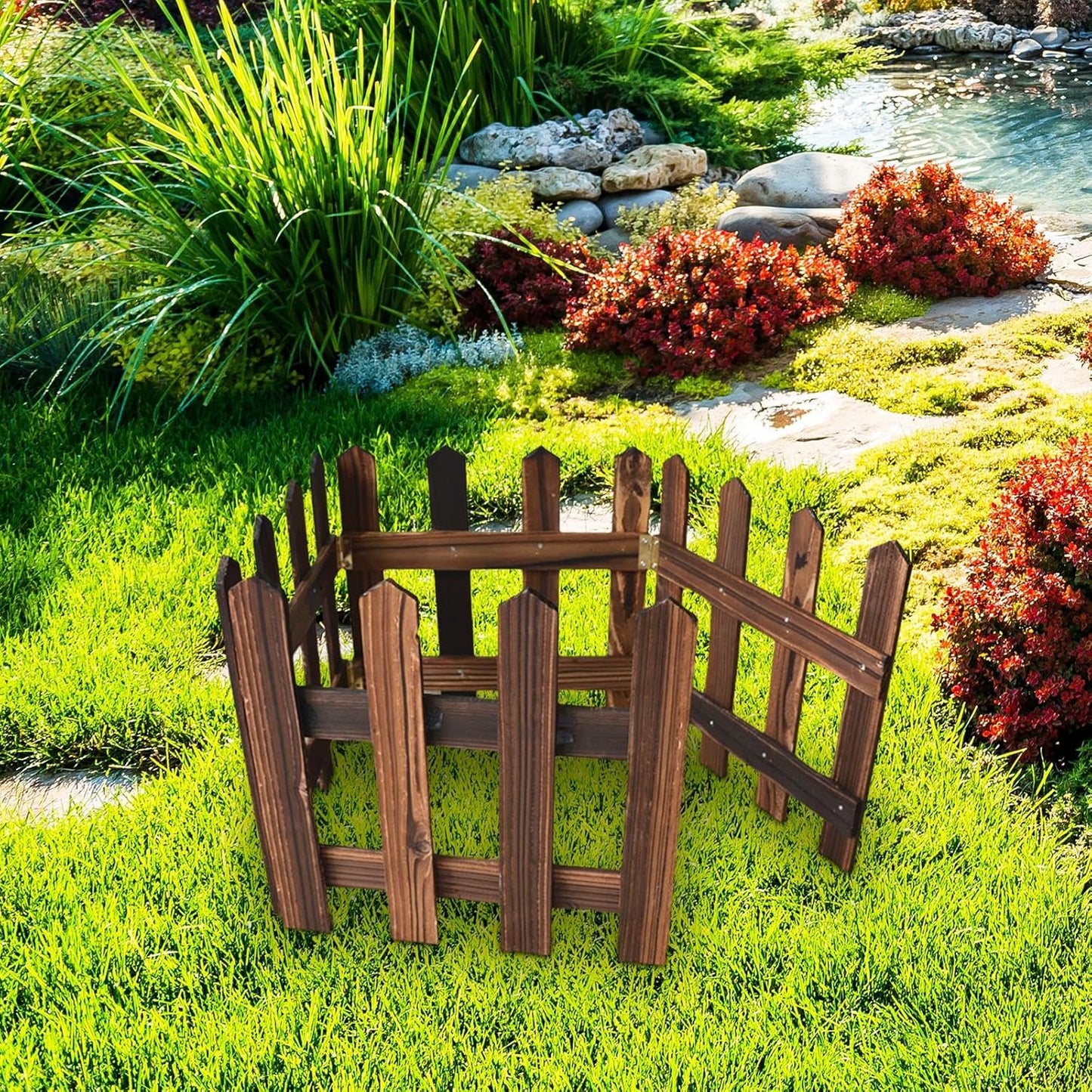 Valla Decorativa de Jardín de Madera para Parterres y Zonas Al Aire Libre