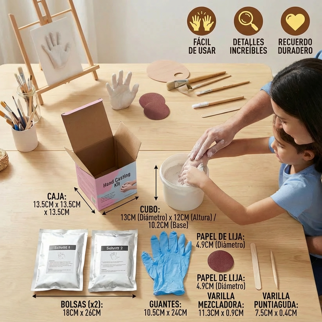 Kit de Huellas de Manos para Familias y Parejas – Set de Recuerdo 3D en Yeso