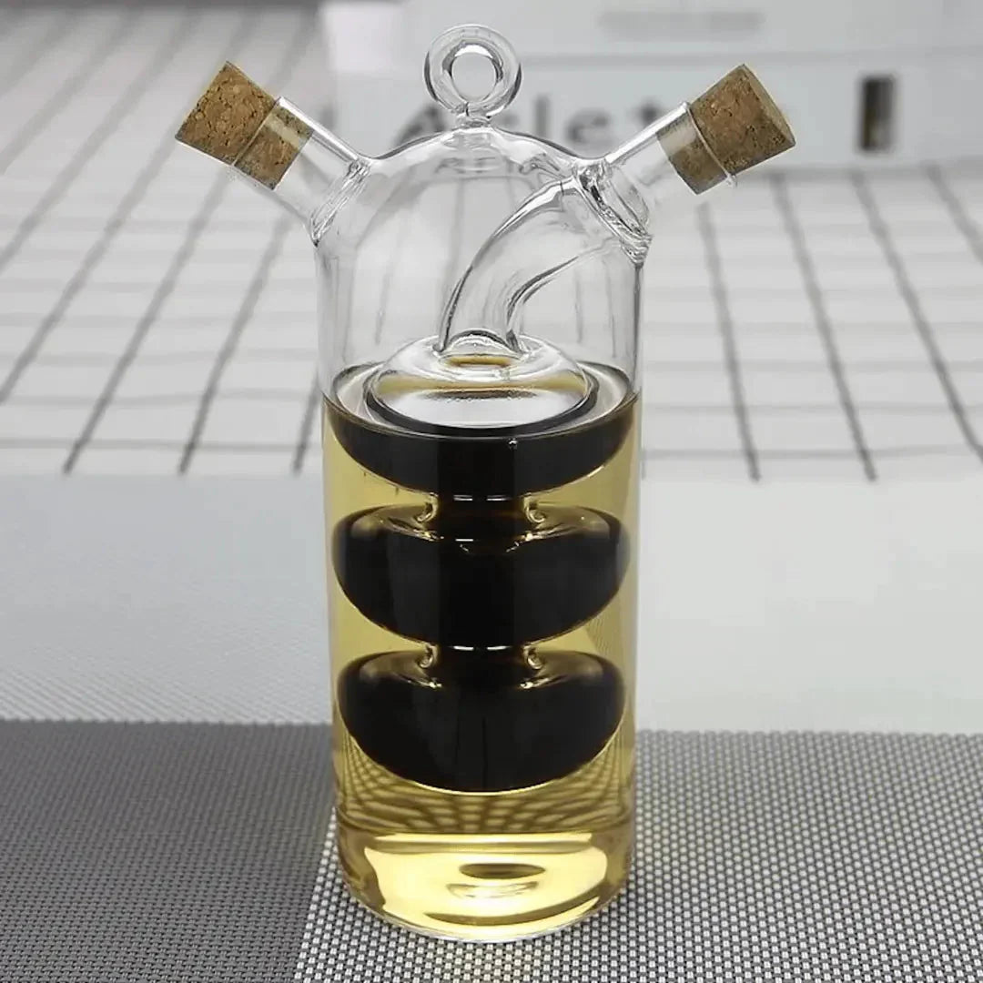 Dispensador De Aceite Y Vinagre - Doble Botella De Cristal Para Servir Y Almacenar Con Estilo