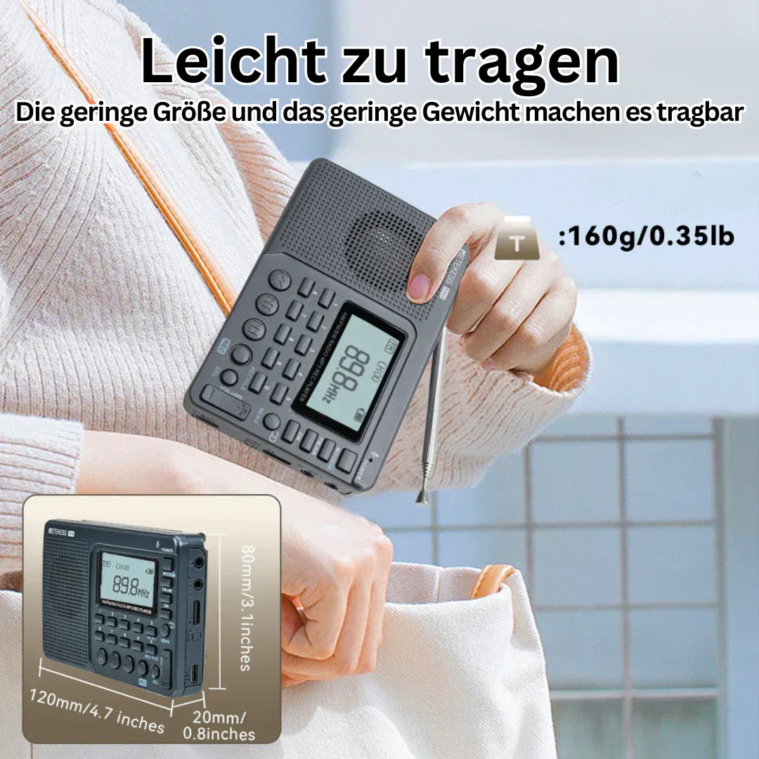 Radio Am / Fm / Sw Portátil Y Compacta Con Reproductor Mp3 Y Batería Recargable De Larga Duración